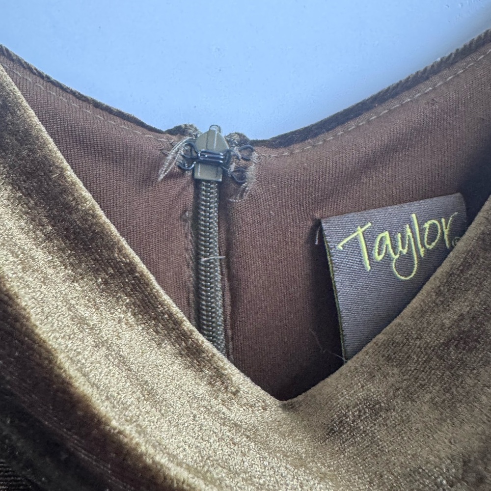 Taylor Women Dress Sz 2 Crushed Velvet Green‎ Witchy Whimsigoth Maxi HOCO Maxi - Picture 3 of 11